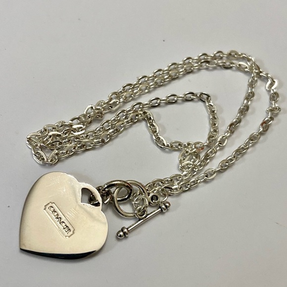 Coach, Shocking Pink Heart Enamel Silver Tone Pendant Necklace - Picture 4 of 9